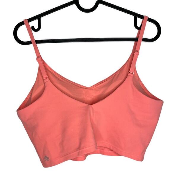 NWT Athleta Cropped Top / Longline Bra Medium Elevation V-Neck  A-C Sunset Glow - Picture 3 of 8